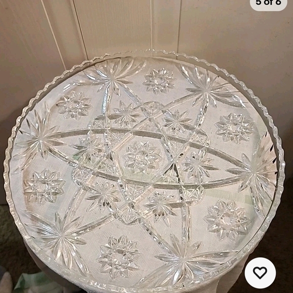 Early American Prescut Star of DAVID 13 1/2 Platter 1970's Anchor Hocking Glass - Picture 5 of 6